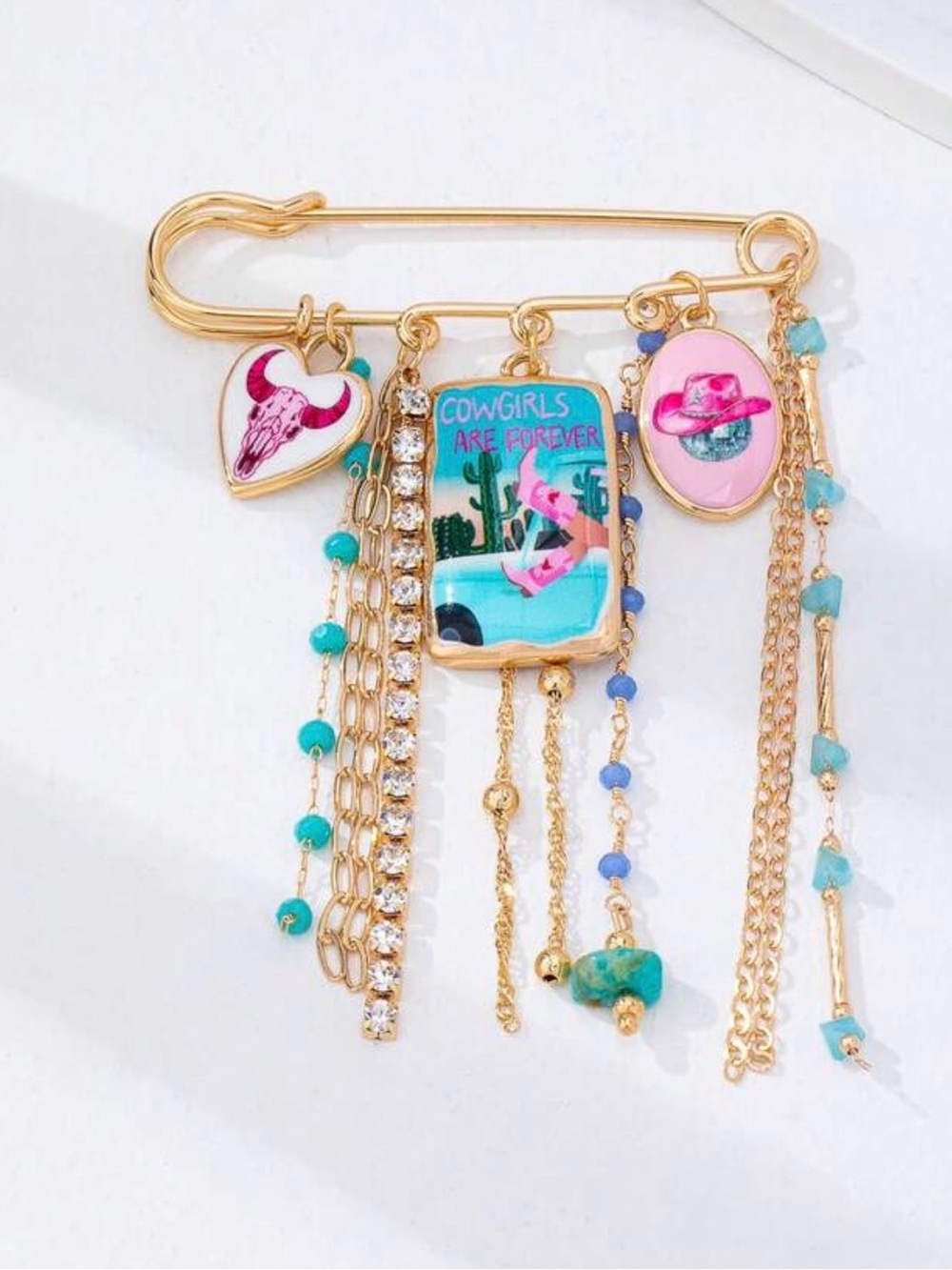 Cowgirls Are Forever Western Charm Pin Brooch - Picture 4 of 4